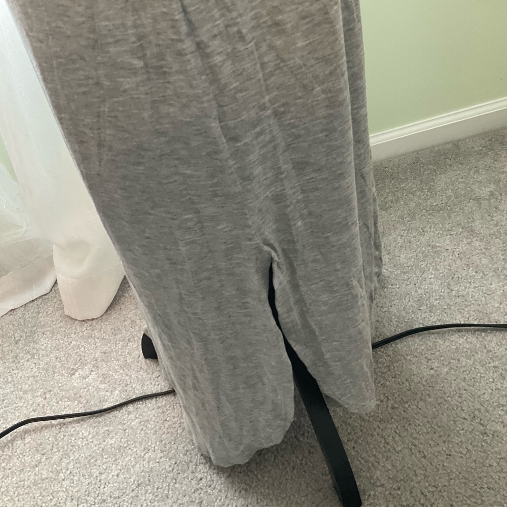 Burgundy Apparel - Grey Maxi Dress with Side Slit and Pockets - Picture 5 of 9